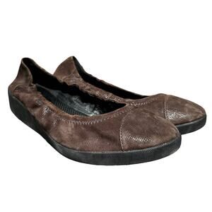 Fitflop Snake Embossed Ballerina Flat F-Pop Slip On Casual Leather Brown 41 10.5